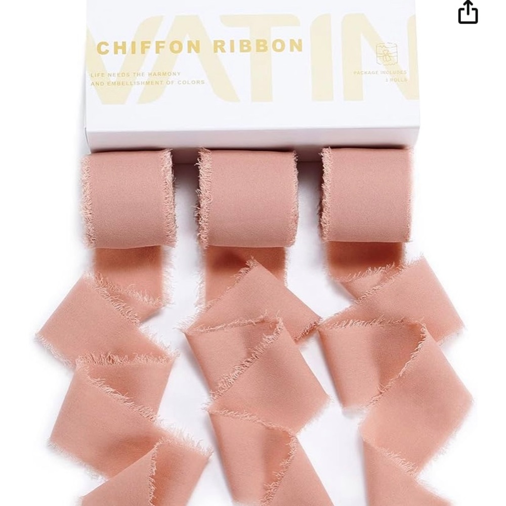 Chiffon silk ribbon pink nude color 3 rolls
